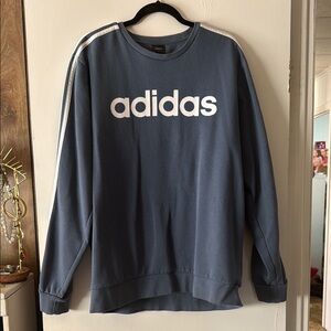 Adidas Blue Crewneck Sweater with Bold Logo